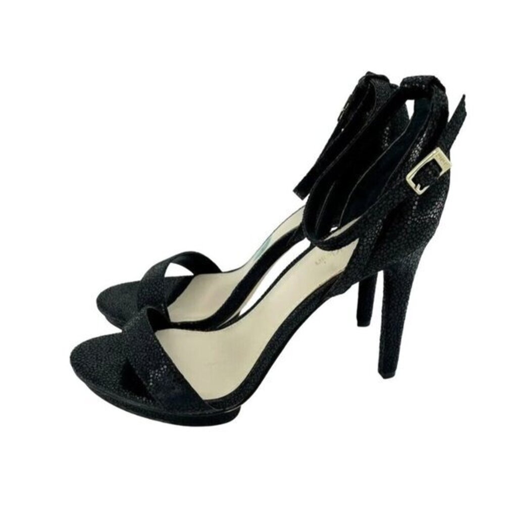 Calvin Klein Black Suede Leather Lizard Platform Heels NEW Sz 7.5 New